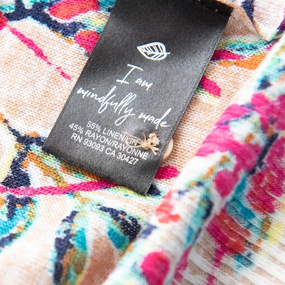 Nic + Zoe Cardigan Cherry Blossom Rayon Linen Floral Multicolor Small Petite - Picture 5 of 7